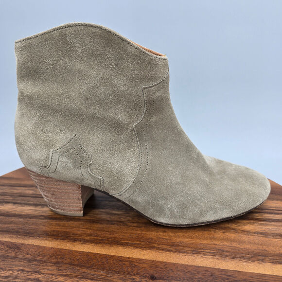 Isabel Marant Etoile Boots Women's 8 Olive Suede Leather Zip Up Heeled Ankle - Picture 1 of 8